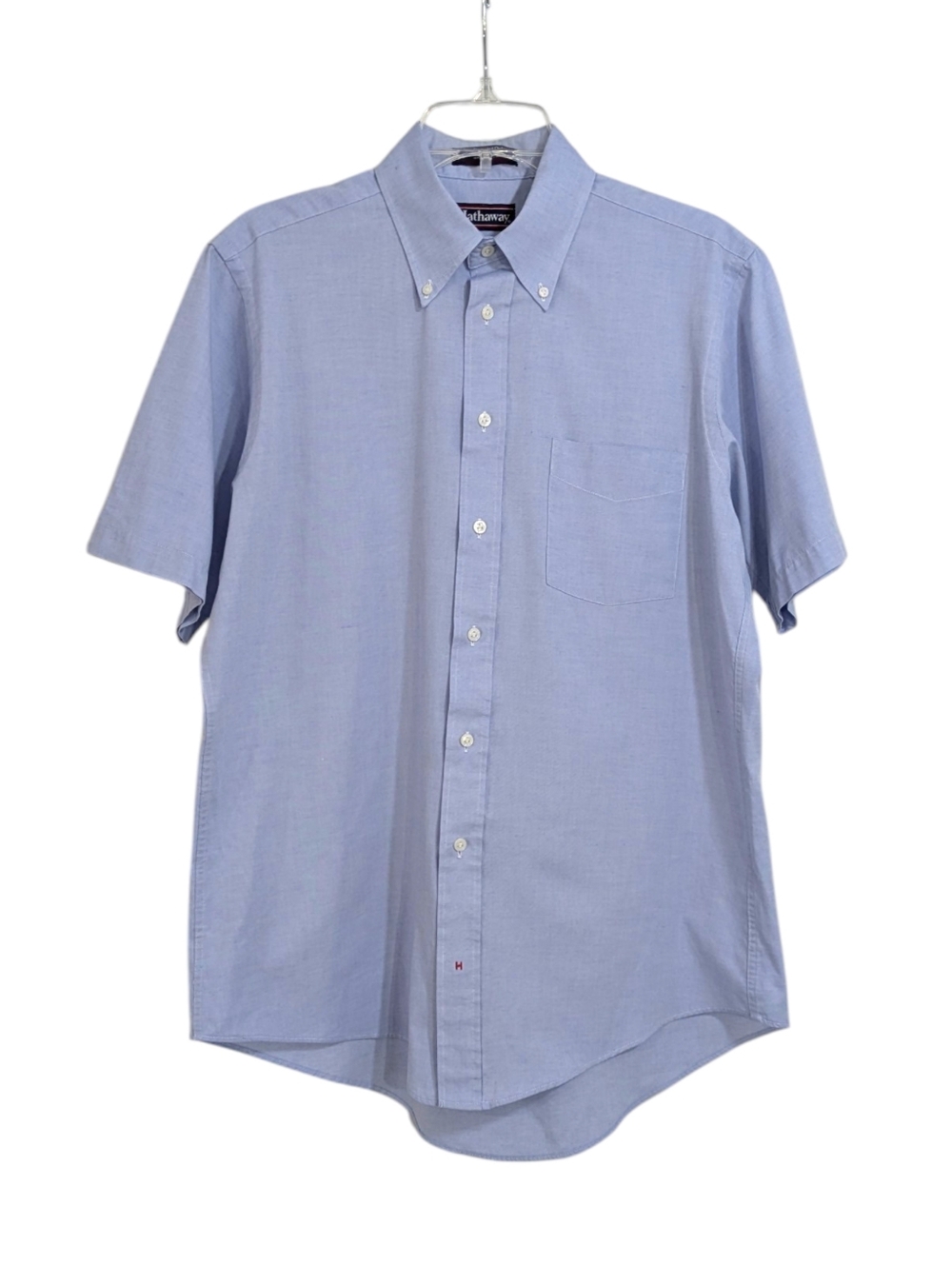 Hathaway Blue Pima Pinpoint Short Sleeve Oxford Dress Shirt - Size 15.5 Mens